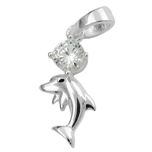 SIGO Anhänger Delfin, 925 Silber, Zirkonia, Kinder, 16x8mm - Bild 1