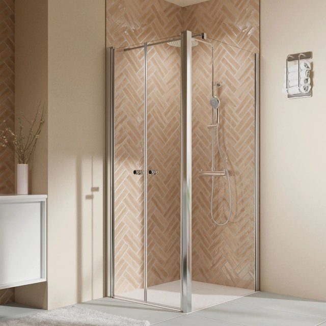 Breuer Elana 2.0 Seitenwand Rechts mit Pendeltür aus Sicherheitsglas in Chrom und Transparent, Breite: 100 cm, Höhe: 200 cm - Bild 1