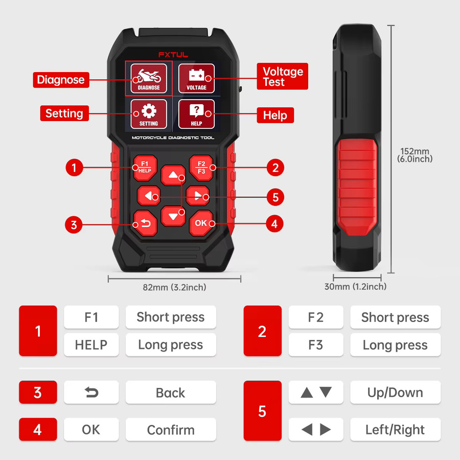 FXTUL M4-EU Motorrad-OBD2-Diagnosescanner Multi-System-Codeleser für Euro 5 mit Fehlercode-Löschung und Echtzeit-Datenstrom - Bild 3