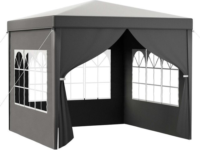 Toboli Gartenpavillon Grau mit UV-Schutz 50+ und abnehmbaren Seitenteilen B/T/H: 300 x 300 x 300 cm - Bild 1