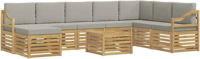vidaXL Sofagarnitur aus Massivholz Akazie im modernen Latten-Design in Weiß-Hellgrau - Bild 1