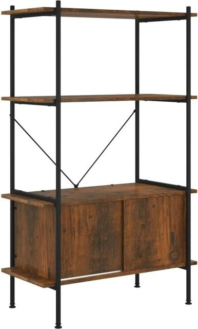 vidaXL Regal mit 4 Böden und Schrank aus Stahl und Holzwerkstoff in Schwarz und Braun, B/T/H: 80 x 40 x 130 cm - Bild 1