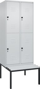 C+P Doppelstock-Spind Classic PLUS Sitzbank mit 2 Abteilen, Grau, B/T/H: 212 x 80 x 81,5 cm - Bild 1