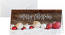 Sigel Weihnachtsmotiv-Karte Red and white Christmas with dark wood, 25 Stück, DIN lang, Weißkarton, 250g/m² - Bild 1