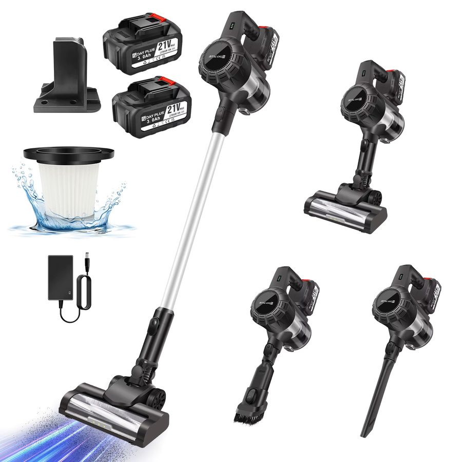 DayPlus 3-in-1 Akku-Staubsauger Schwarz, kabelloser Handstaubsauger mit bürstenlosem Motor und 130000 RPM für Teppiche und Hartböden, beutellos - Bild 7