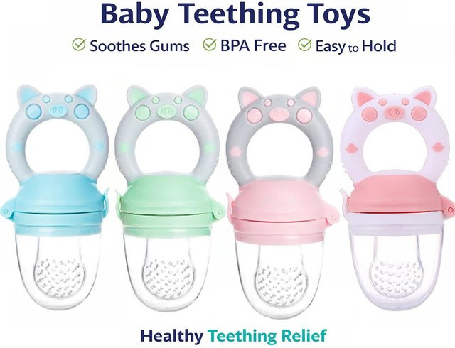XUNYI Baby-Fruchtsauger aus Silikon für Neugeborene in Weiß und Pink - Bild 1