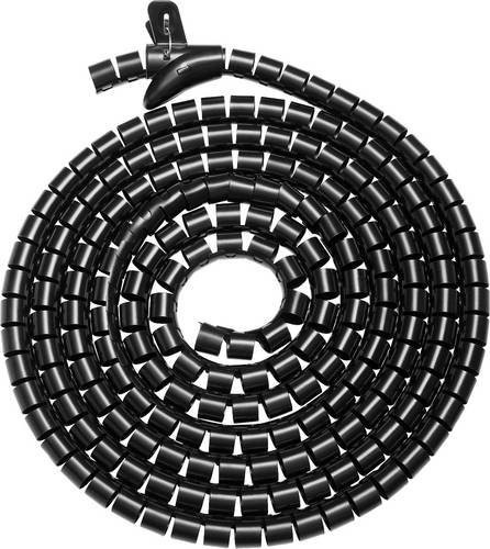 Digitus Spiralschlauch aus Kunststoff PET in Schwarz, flexibler Kabelschlauch mit Einzugshilfe, L x B x H: 5000 x 30 x 30 mm - Bild 1