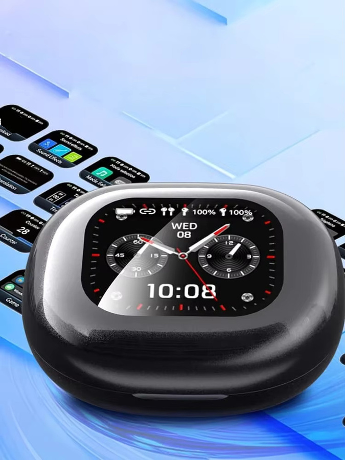 UYUXIO Drahtlose Open-Ear Ohrhörer mit LCD-Touchscreen, Bluetooth 5.4, OWS und AI-Sprachübersetzung für 144 Sprachen, Schwarz - Bild 4