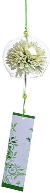 Handgemachte japanische Windglocke aus Glas mit Sakura Kirschblüten Muster in Transparent - Bild 1