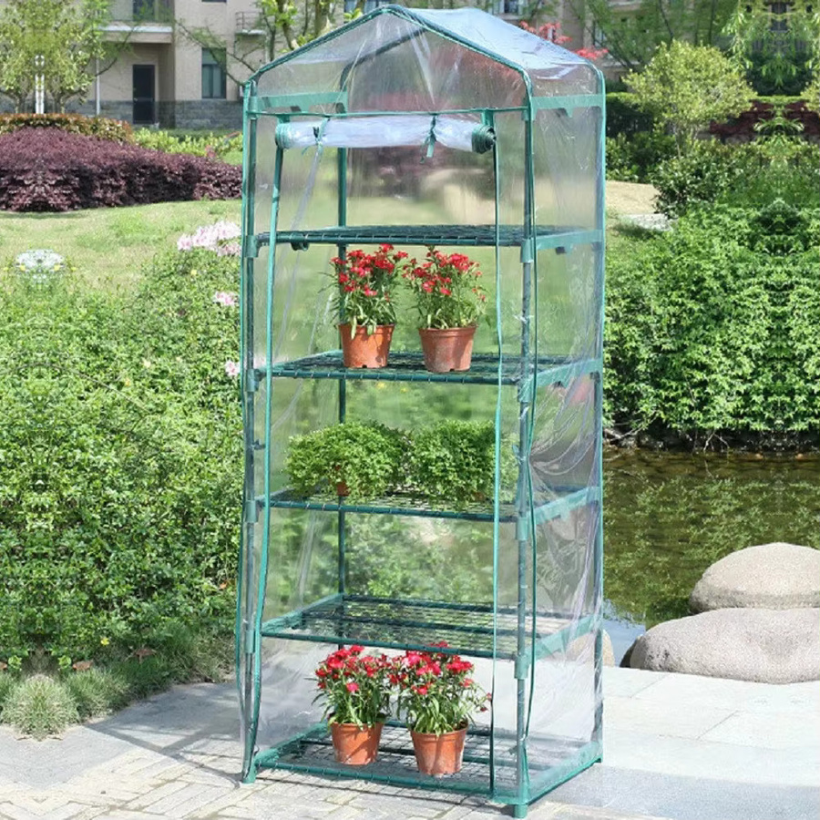 Regensichere Gartenwärmer-Abdeckung aus PVC für Pflanzen und Gewächshäuser, transparent und grün - Bild 3