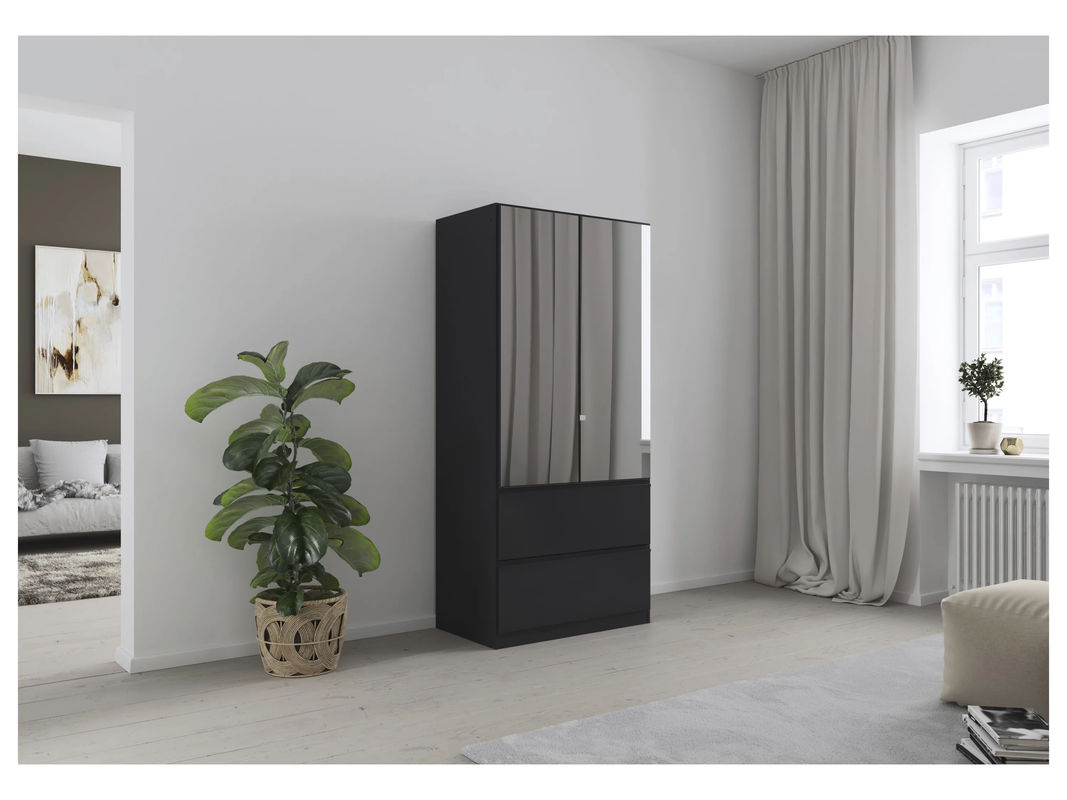 RAUCH BLUE Costa Drehtürenschrank mit Spiegel in Grau Metallic, B: 91 cm, H: 197 cm - Bild 2