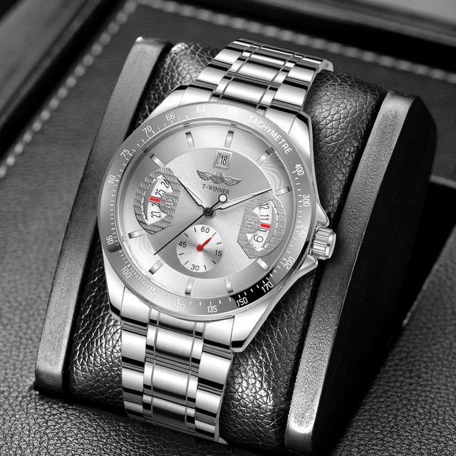 FORSINING Armbanduhr Automatik, Edelstahl, Weiß, Herren - Bild 1
