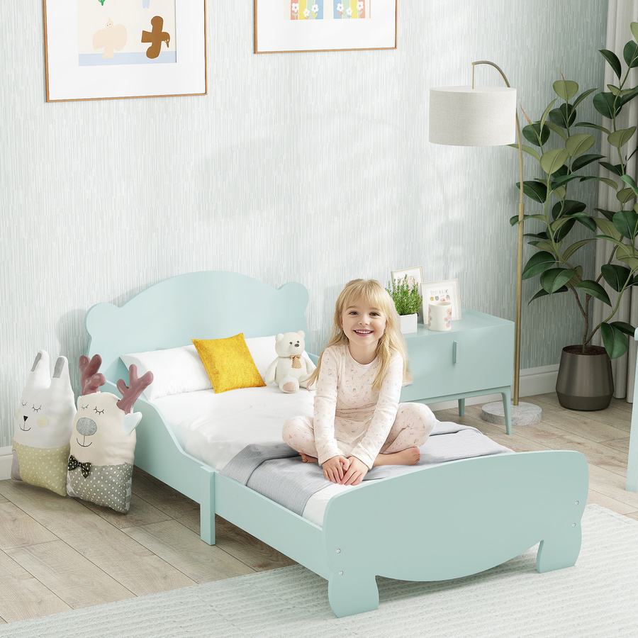 Aosom AIYAPLAY Montessori Kinderbett für Kinder von 3-6 Jahren mit Rutschfesten Seiten und Bärenholzlattenrost, Farbe: Grün, B/T: 140 x 70 cm - Bild 2