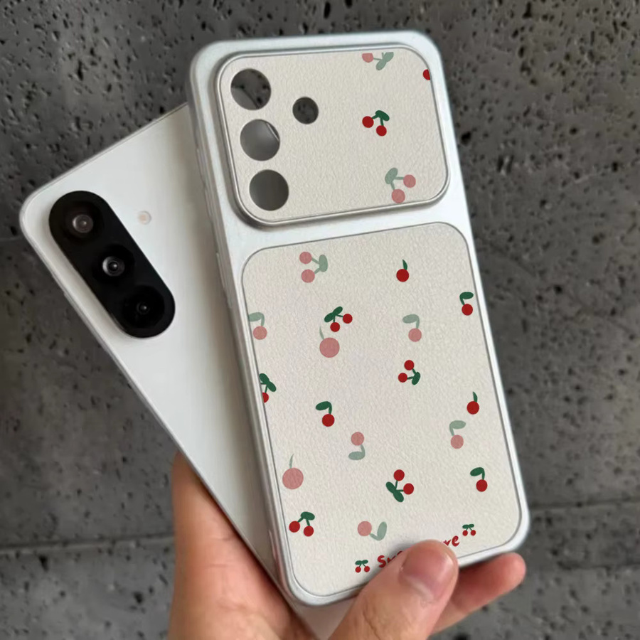 Stoßfeste Handyhülle aus Leder mit Kirschmuster und Trageriemen für Samsung S26 Ultra S25 A26 A17 A56 A36 A07 - Bild 3