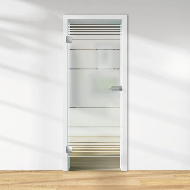 Skyscope Glasdrehtür ESG Floatglas Dekor Siebdruck Transparent DIN Links H x B x T: 197,2 x 70,9 x 0,8 cm - Bild 1