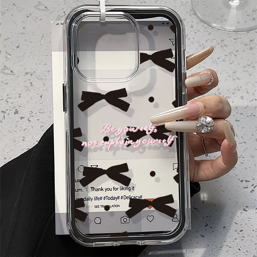 INS 2 in 1 Silikonhülle mit Schleife für iPhone 16 Pro Max, 15, 14, 13, 12, 11 und 17 Air, transparent und stoßfest - Bild 2