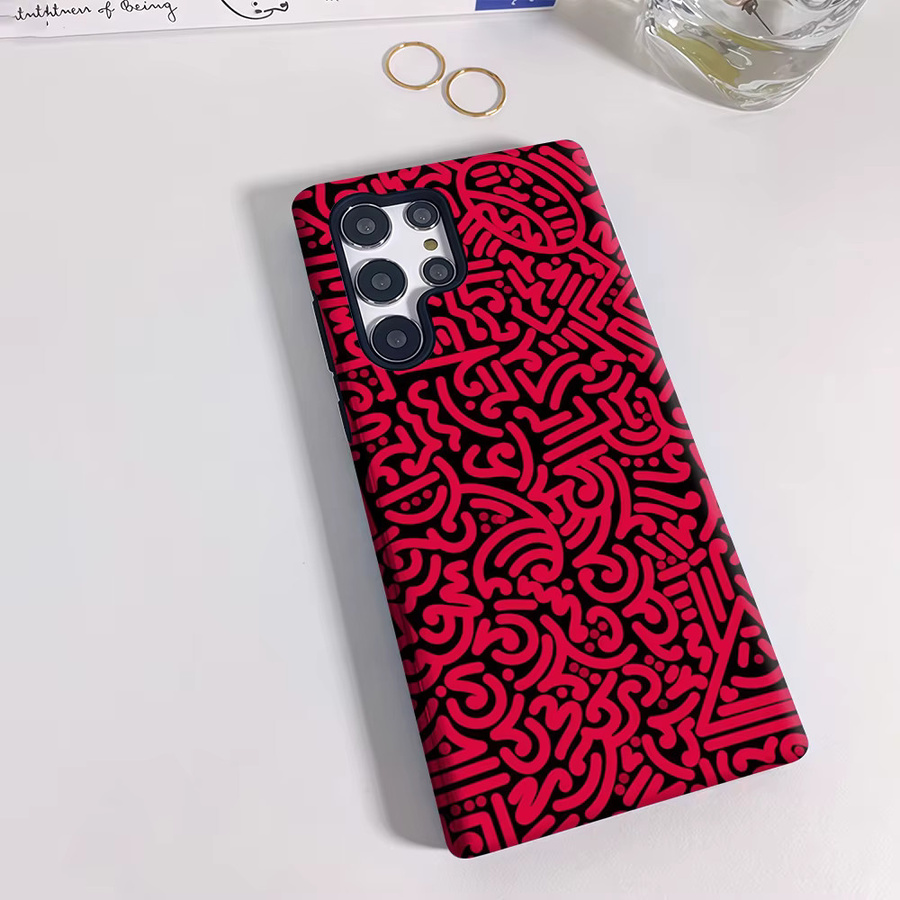 Stoßfeste Samsung Handyhülle mit geometrischem Design in Schwarz und Rosa für Galaxy S25 Ultra, S24 und S23 Ultra Plus - Bild 2