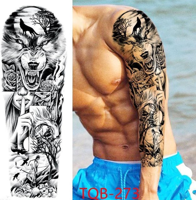 Temporäre Tattoo-Aufkleber Flower Love, Unisex, 480x170 mm - Bild 1