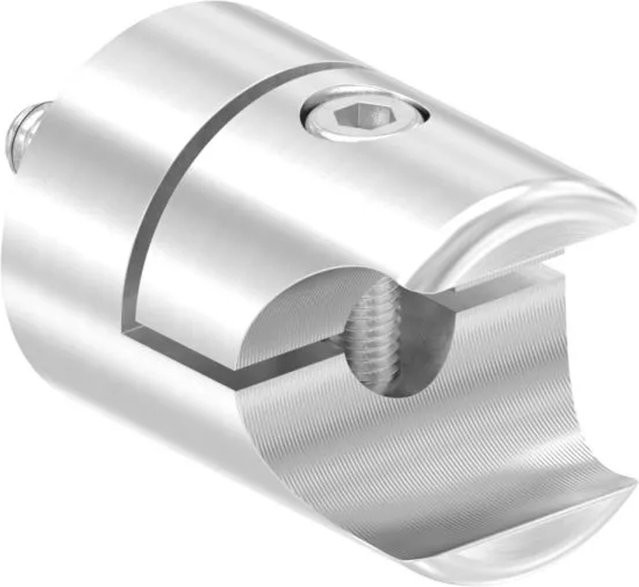FeNau Rohrhalter Edelstahl V2A für Rohr Ø 21,3 mm, Flach Anschluss, Silber, Geschliffen Korn 240 - Bild 1
