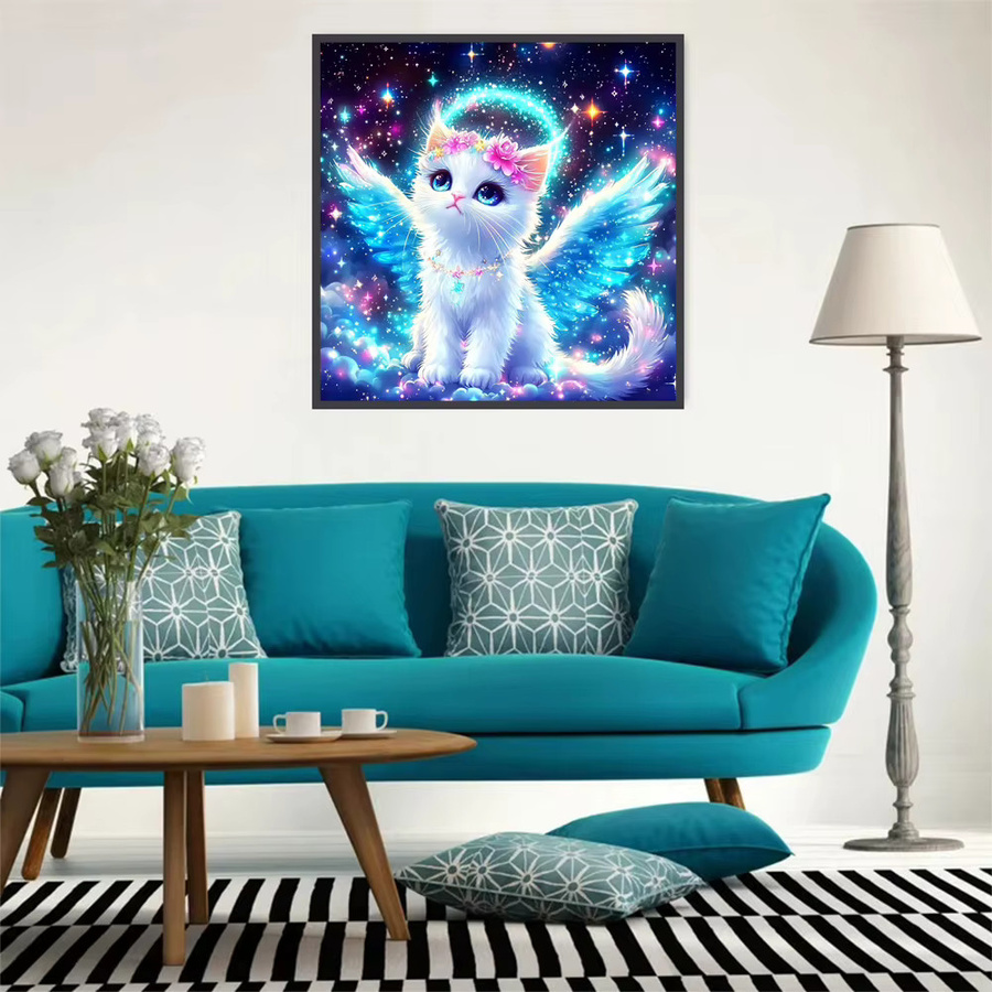 EverShine Diamantmalerei Katze DIY Mosaik Set mit Flügeln, Rund, Mehrfarbig - Bild 3