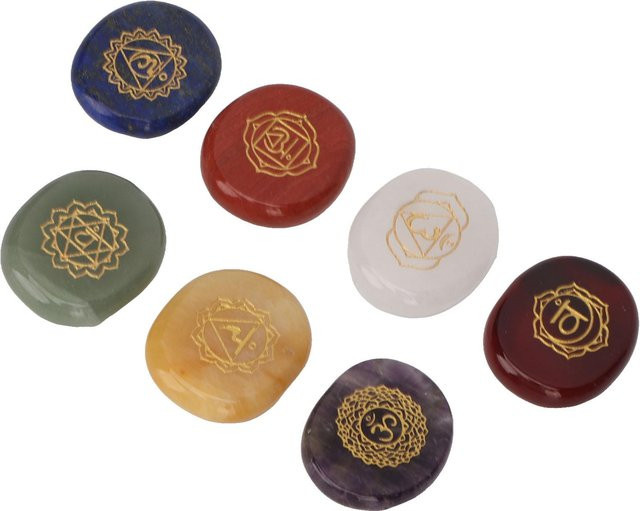 GoolRC 7er Set Runensteine aus Stein in Braun und Multicolour für Meditation und Yoga - Bild 1