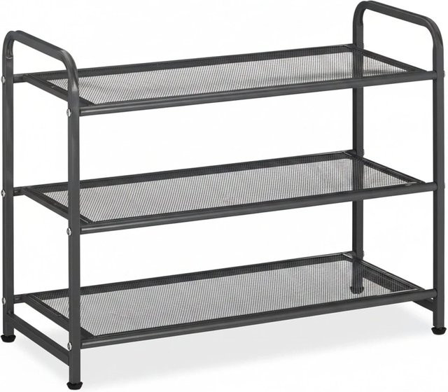 Relaxdays Schuhregal aus Stahl in Schwarz mit Gitter-Design, B/H/T: 60 x 48 x 25 cm - Bild 1