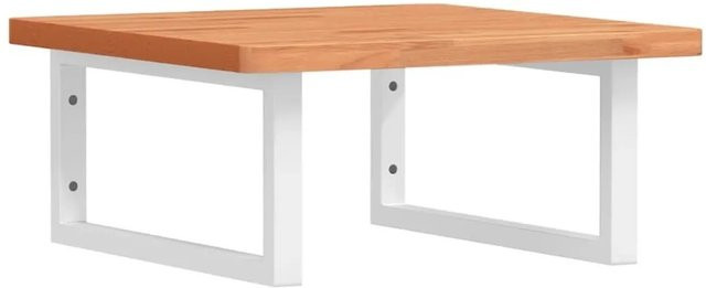 vidaXL Waschbeckenregal zur Wandmontage aus Stahl und Buche Massivholz in Weiß und Braun - Bild 1