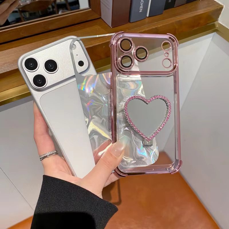 Eurynome Luxus Glitzer Handyhülle mit Standfunktion für iPhone, Stoßfestes Diamant-Design in Pink - Bild 2