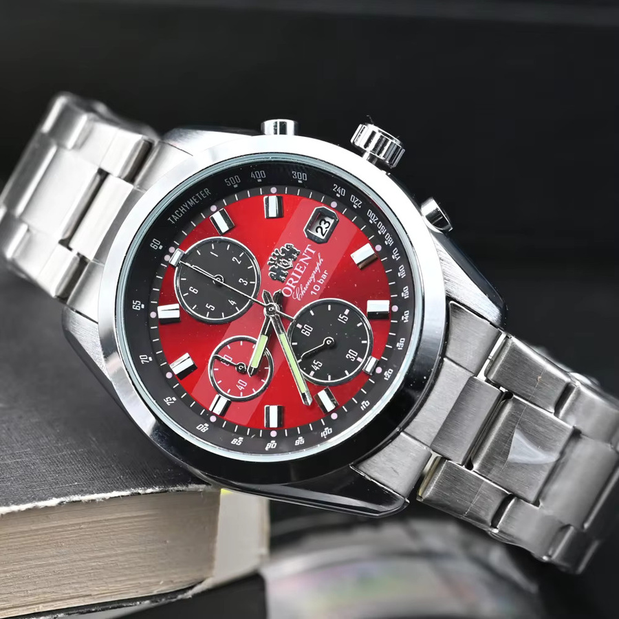 Orient Chronograph-Armbanduhr, Edelstahl, Silber, Herren, Datum - Bild 4