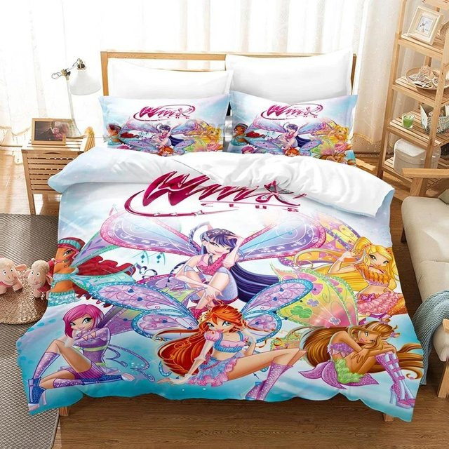 Winx Bettwäsche-Set mit 3D-Anime-Print für Erwachsene und Mädchen, Multicolor, B/H: 210 x 210 cm - Bild 1