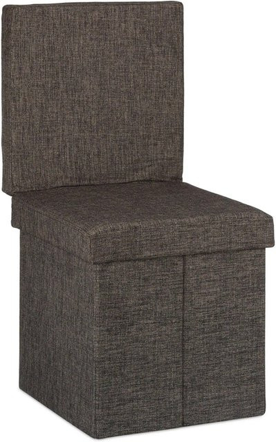 Relaxdays Sitzhocker aus Leinen in Braun, faltbar mit Lehne, B/T/H: 73 x 38 x 38 cm - Bild 1