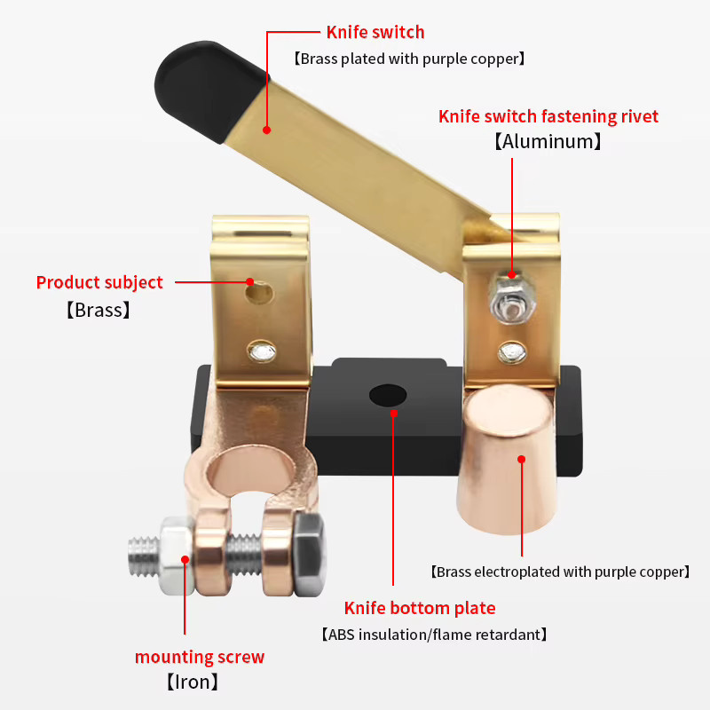 TKLK Auto Batterie Trennschalter aus Messing in Gold für 12V Netzteil Modifikation und Stromkreisunterbrechung - Bild 3