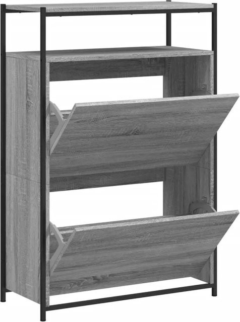 vidaXL Schuhschrank Grau Sonoma, moderner Wandmontage-Schuhschrank mit Türen und Regalfächern, B/T/H: 75 x 34 x 112 cm - Bild 1