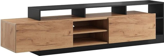 Vente-unique TV-Board Idesia in Anthrazitgrau und Naturfarben Hell, Breite: 192,4 cm - Bild 1