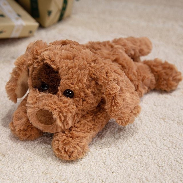 Binchi Fitness Teddy Hund Plüschtier, liegend, gepunktet, braun, ab 14 Jahren - Bild 1