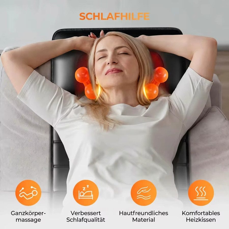 HIMOUTA Shiatsu-Massagematte mit Ganzkörper-Vibration und Heizfunktion in Schwarz zur Schmerzlinderung bei Nacken und Beinen - Bild 5