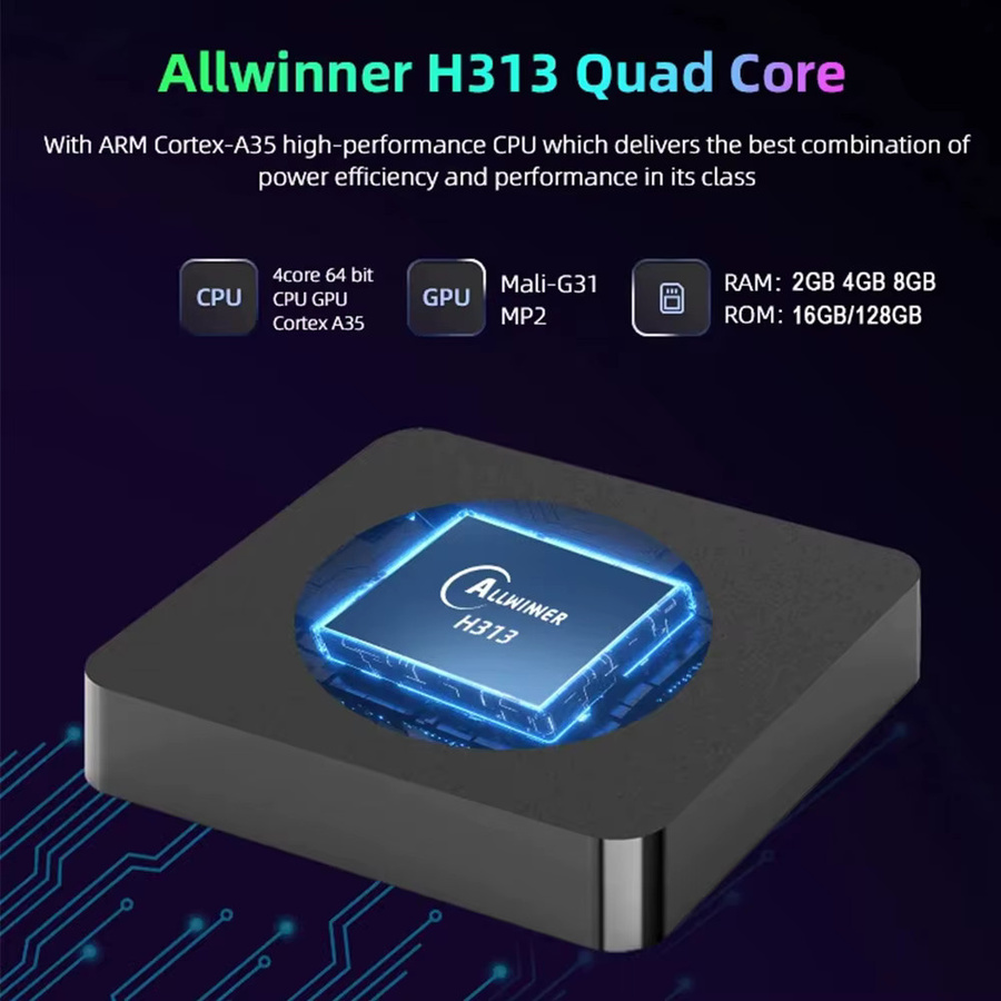 UOSU Q10 Smart TV Box Android 16 Media Streamer mit 8GB RAM und 128GB Speicher, 4K 8K Video HDR10+, 5G Dual WLAN und Bluetooth 5.4, Schwarz - Bild 1