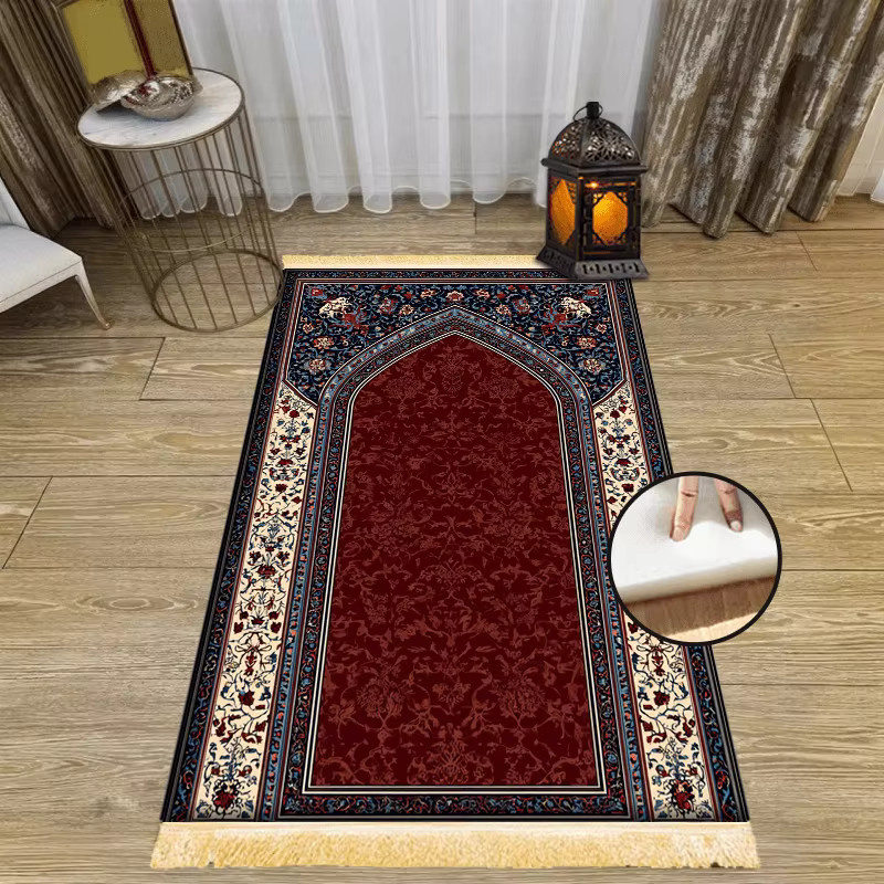 VIKAMA Persischer Gebetsteppich mit floralem Design, waschbar, Multicolour - Bild 3