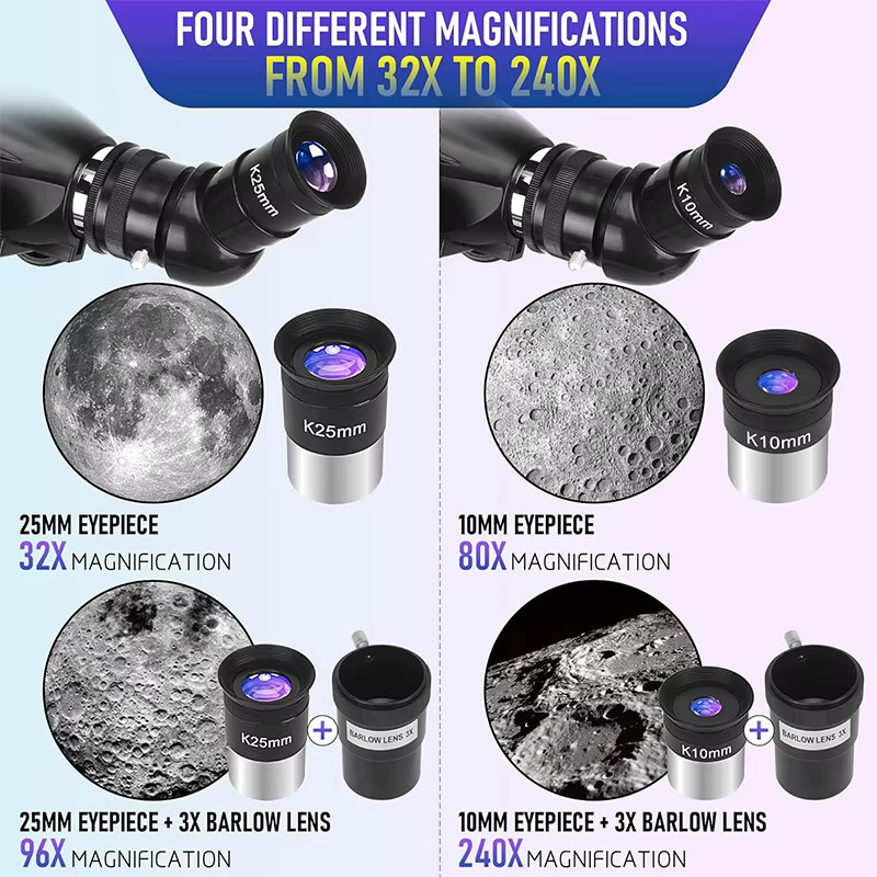 ALLFOC 80090 Astronomisches Teleskop mit großer HD-Blende und Stativ für die professionelle Sternenbeobachtung - Bild 3