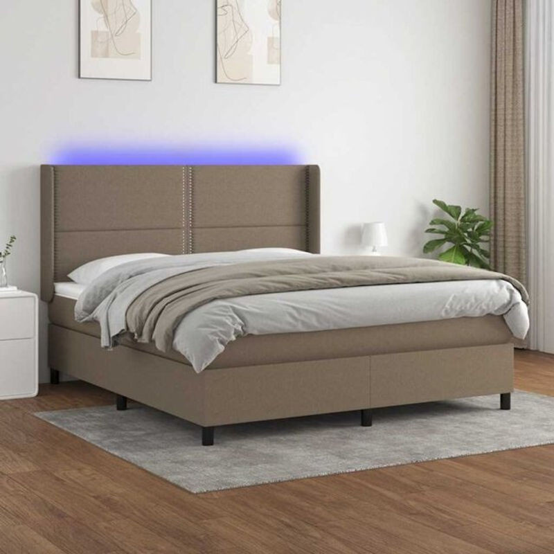 vidaxl Boxspringbett mit Matratze in Taupe meliert, Stoff, B/T: 180 x 200 cm - Bild 1