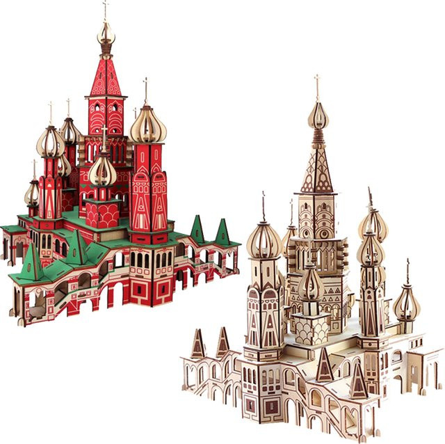 3D Holzpuzzle Kathedrale Sankt Petersburg DIY Modellbausatz von QHPTUOVER als Schreibtischdekoration für Kinder und Erwachsene - Bild 1