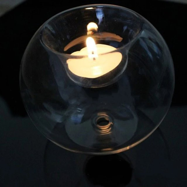 Runder Kerzenhalter aus Glas in Transparent für Tealight als minimalistische Tischdekoration - Bild 1