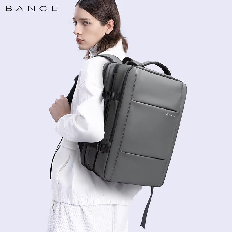 BANGE Ästhetischer Business-Rucksack für Herren in Grau mit USB-C Anschluss, wasserdicht und erweiterbar, passend für Laptops bis 17,3 Zoll - Bild 5