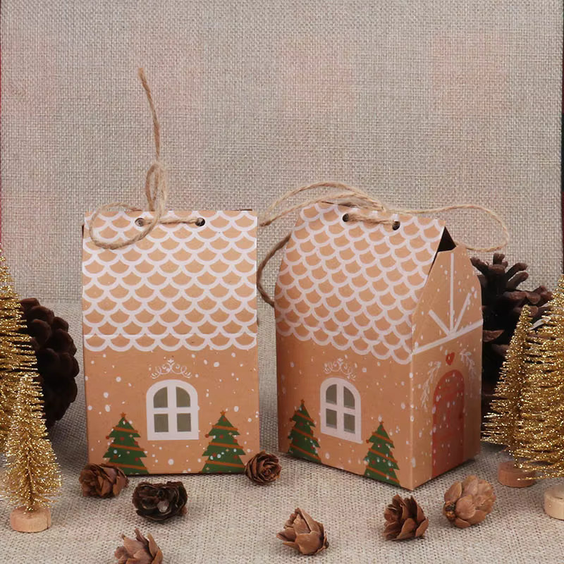 WEIGAO Weihnachts Candy Box in Hausform aus Papier für Kekse und Geschenke zur Partydekoration - Bild 4