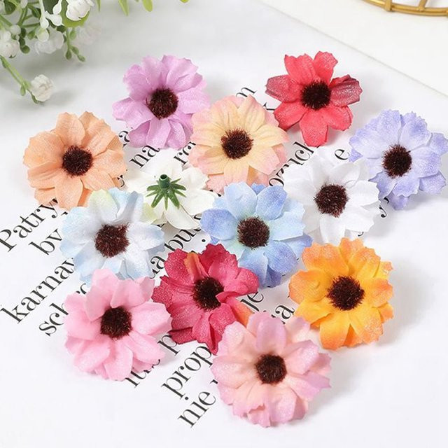 MENGHAO Künstliche Seidenblumen in Blau für Hochzeitsdekoration und DIY-Geschenke, Durchmesser: 3,5 cm - Bild 1