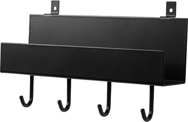 DenPanels Wandregal aus Holz in Schwarz mit 4 Stiften und Schrauben, Breite: 21,5 cm - Bild 1