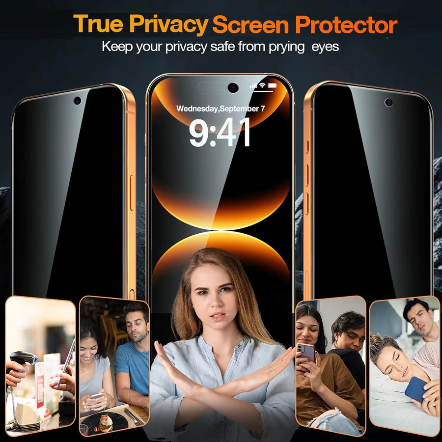 5 Stück SFHOMIE Anti-Spy Sichtschutzfolie aus gehärtetem Glas für iPhone 11 bis iPhone 17 Pro Max, transparent - Bild 4