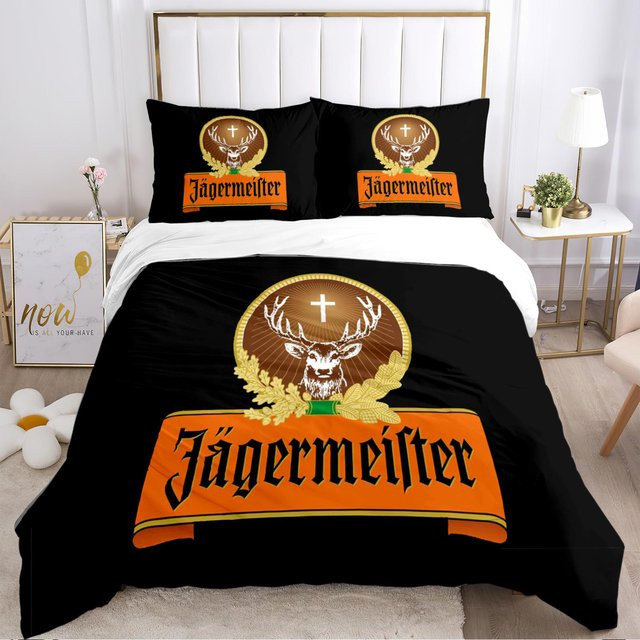 Gu Tao Bettwäscheset Hirschkopf Element Casal mit Bettbezug und Kissenbezügen, Schwarz, B/H: 180 x 220 cm - Bild 1