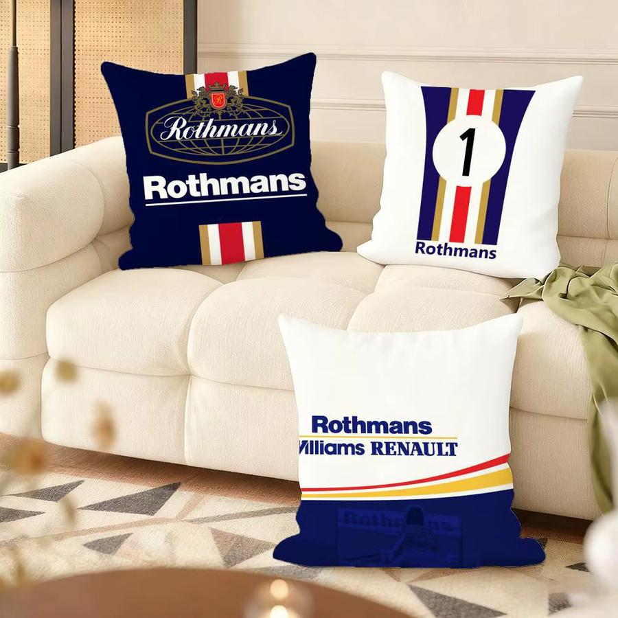 R-Rothmans Kissenbezug aus Plüsch mit Grafik-Print in Weiß und Blau, quadratisch, Breite: 30 cm, Höhe: 30 cm - Bild 3
