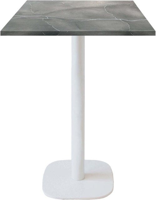 RestooTab Stehtisch Round mit quadratischem Gestell in Weiß und Stein-Dekor in Grau, Blau und Marmoriert, B/T/H: 60 x 60 x 113 cm - Bild 1
